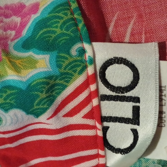 CLIO Red and Cream Vintage Crane Collared Sleeveless Button Down Top A28 - Picture 2 of 6